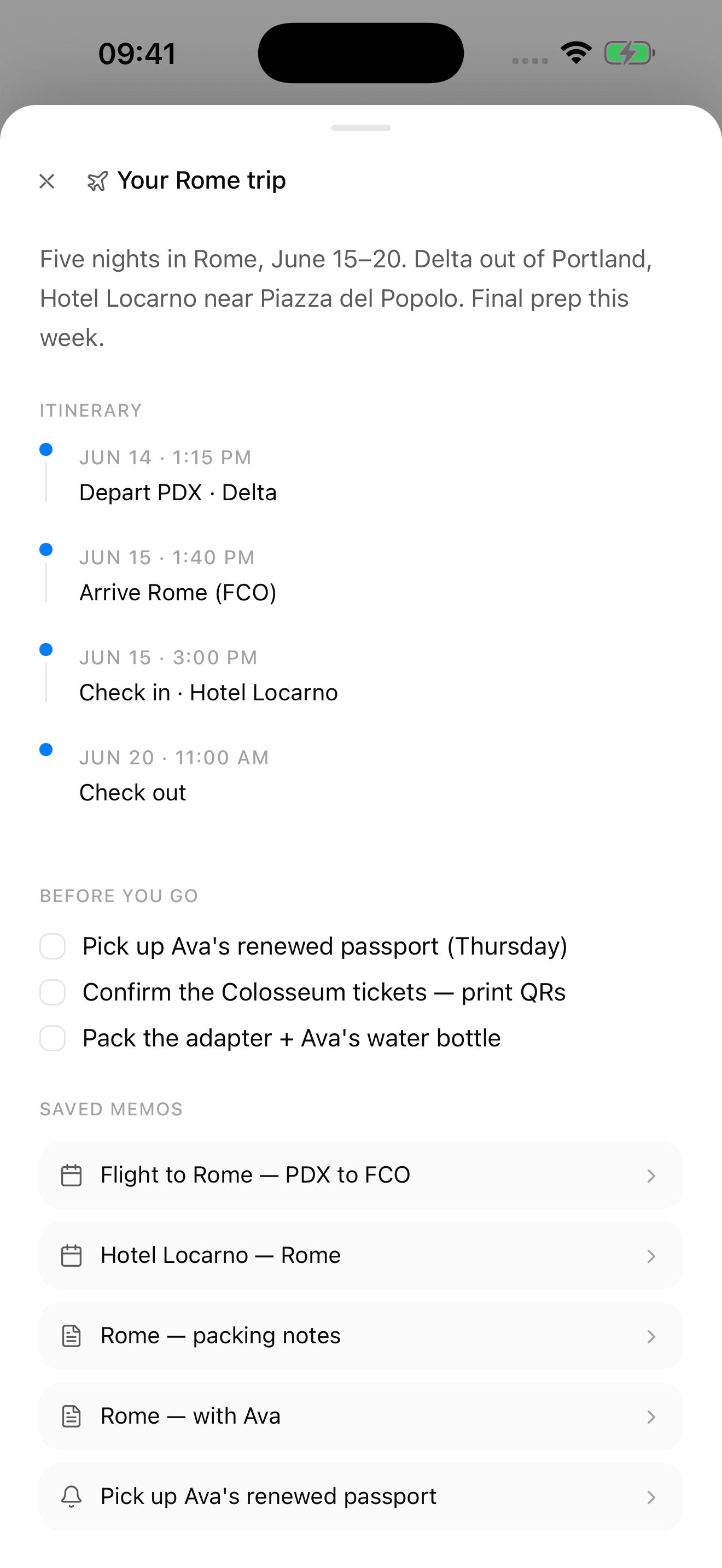 A synthesized overview of the whole trip